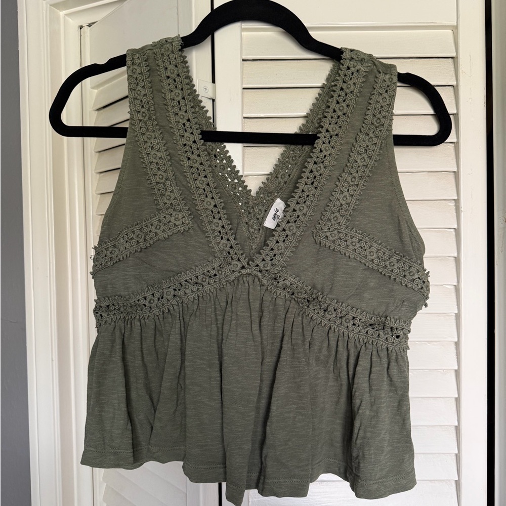 Aerie Sage Green Lace Tank Top